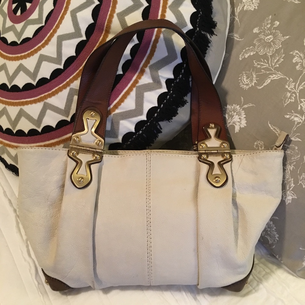 MICHAEL Kors Authentic White Leather Brown Straps